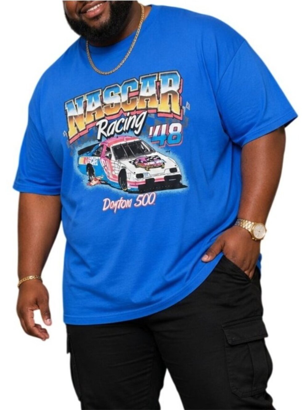 NASCAR Mens Plus Size XXXL T-Shirt Graphic Daytona 500 Racing Vintage Style Blue